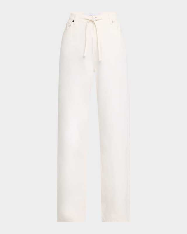 Dunn Drawstring Wide-Leg Jeans with Crochet Trim